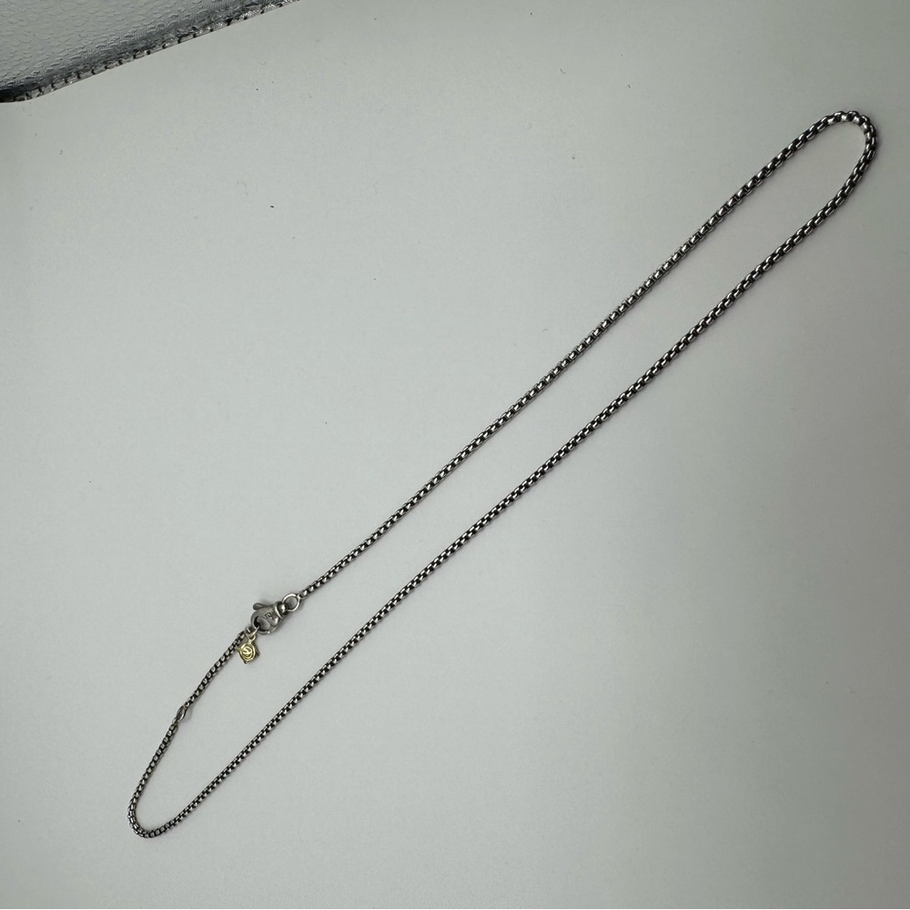 David Yurman Box Chain Necklace Sterling Silver with 14K Yellow Gold Accent